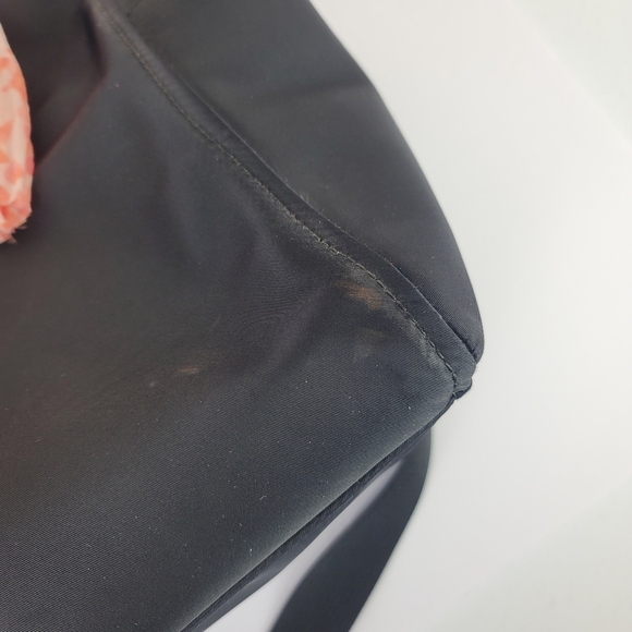 Kate Spade black diaper back, Peachy coral wrapped handles - Picture 4 of 11